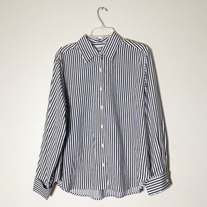 Alexandria Vertical Striped Black and White Button Up (Size - 14)